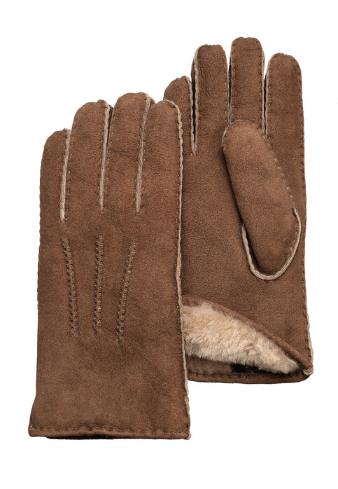 Pearlwood North New Zealand Sheep Fur Gloves Tobacco