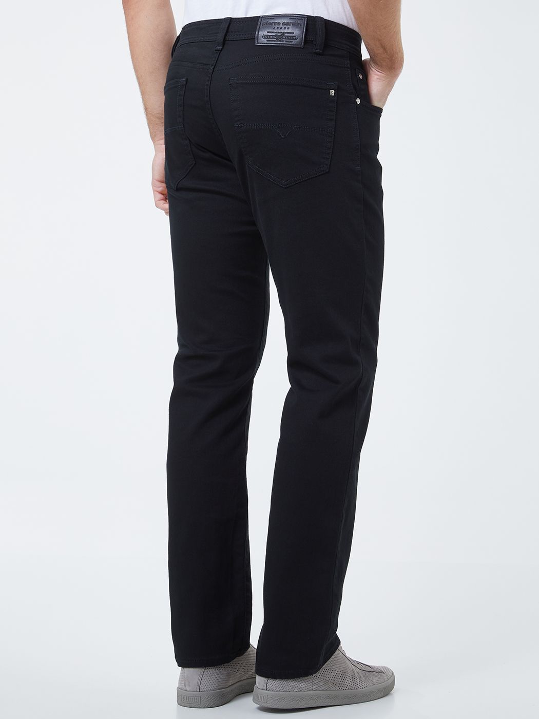 Jeans Pierre Cardin Noir Stretch - Taille 54, Coupe Straight, Logo Métal