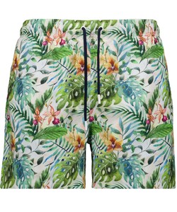 Ragman Allover Bold Floral Leaves Pattern Swim Short Multicolor