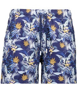 Ragman Allover Floral Leaves Swim Short Blauw-Beige