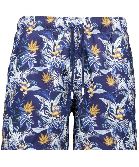 Ragman Allover Floral Leaves Swim Short Blauw-Beige