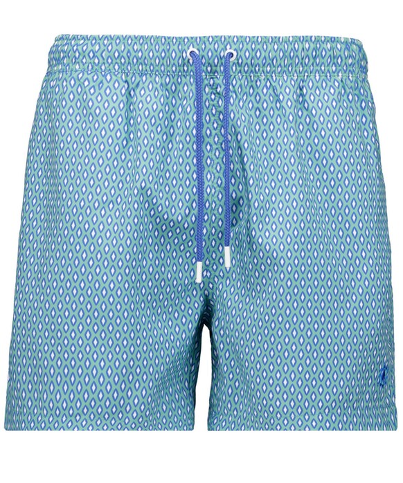 Ragman Allover Mini Diamond Shape Pattern Swim Short Lichtgroen-Blauw
