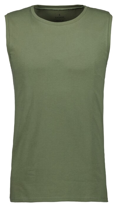 Ragman Athletic Jersey Shirt Round Neck Ondermode Olive