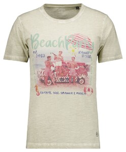 Ragman Beach Party Graphic Jersey Crew Neck T-Shirt Licht Grijs