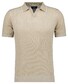 Ragman Bicolor Rib Knitted Short Sleeve Resort Collar Trui Beige Melange
