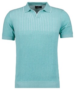 Ragman Bicolor Rib Knitted Short Sleeve Resort Collar Trui Licht Groen