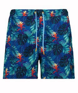 Ragman Bold Floral Leaves Pattern Swim Short Blauw-Multi