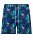 Ragman Bold Floral Leaves Pattern Swim Short Blue-Multi