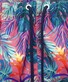 Ragman Bold Leaves Pattern Swim Short Multicolor