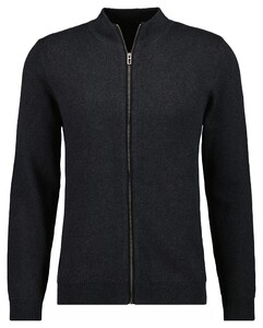 Ragman Cardigan Cotton Cashmere Fine Structure Vest Antraciet