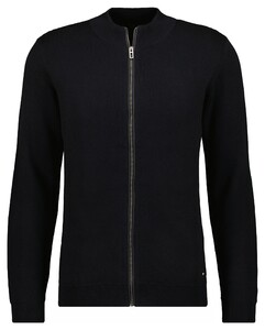 Ragman Cardigan Cotton Cashmere Fine Structure Vest Zwart