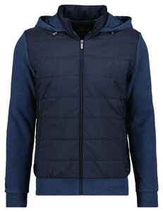 Ragman Cardigan Hoodie Nylon Front Vest Donker Blauw