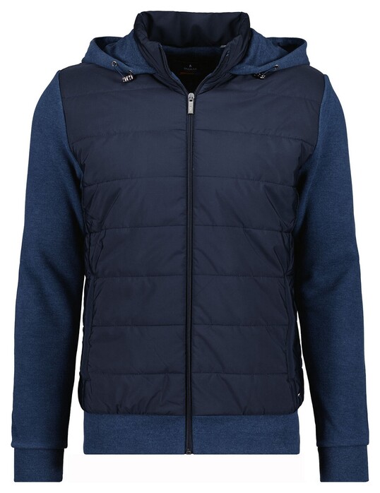 Ragman Cardigan Hoodie Nylon Front Vest Donker Blauw