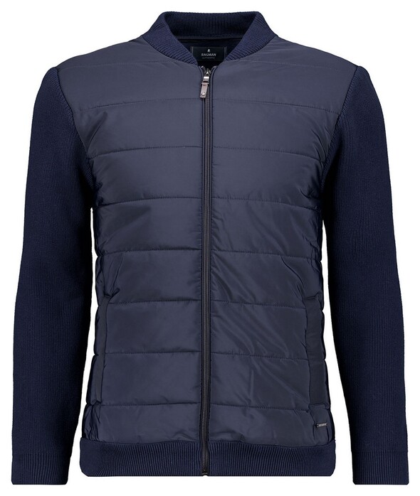 Ragman Cardigan Jacket Nylon Front College Collar Vest Marine