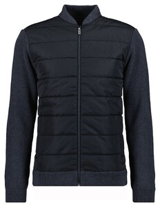 Ragman Cardigan Jacket Nylon Front College Collar Vest Zwart