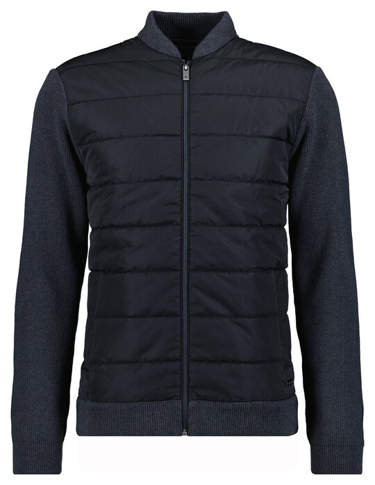Ragman Cardigan Jacket Nylon Front College Collar Vest Zwart