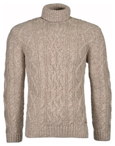 Ragman Col Cable Design Pullover Trui Beige Melange