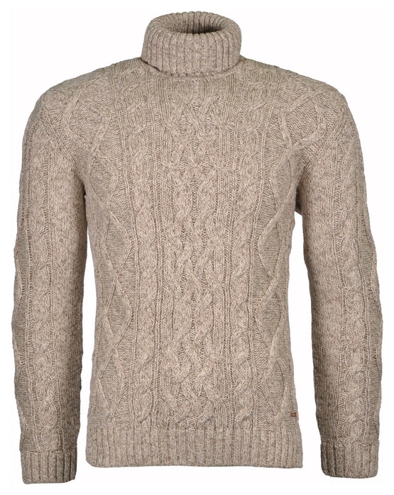 Ragman Col Cable Design Pullover Trui Beige Melange