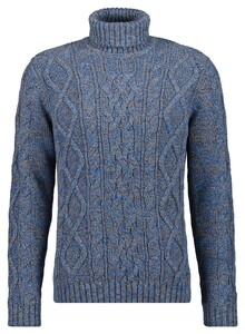 Ragman Col Cable Design Pullover Trui Blauw-Grijs