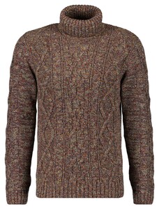 Ragman Col Cable Design Pullover Trui Bordeaux-Bruin