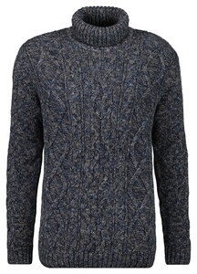 Ragman Col Cable Design Pullover Trui Donker Blauw-Grijs