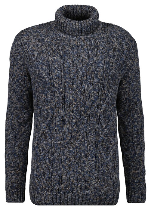 Ragman Col Cable Design Pullover Trui Donker Blauw-Grijs