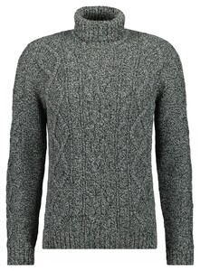 Ragman Col Cable Design Pullover Trui Donker Grijs Melange