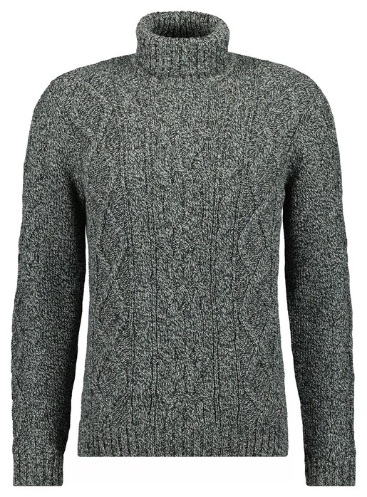 Ragman Col Cable Design Pullover Trui Donker Grijs Melange
