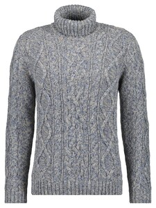 Ragman Col Cable Design Pullover Trui Grijs Melange