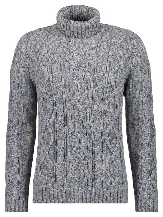 Ragman Col Cable Design Pullover Trui Grijs Melange