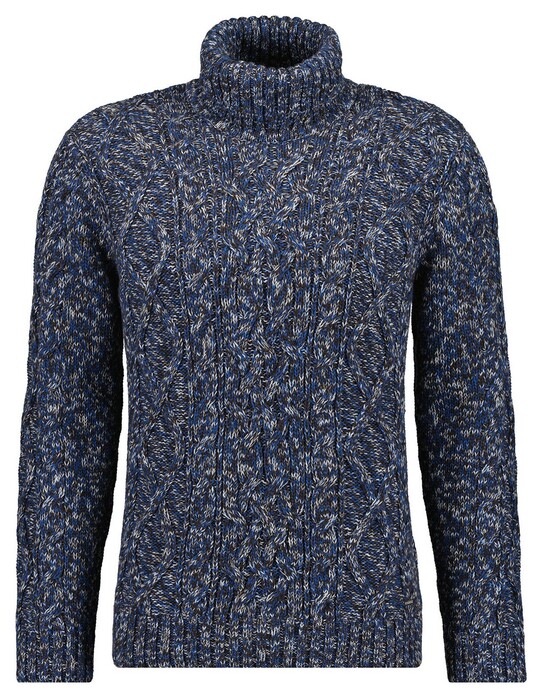 Ragman Col Cable Design Pullover Trui Mocca-Blue