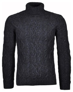 Ragman Col Cable Design Pullover Trui Navy-Antraciet