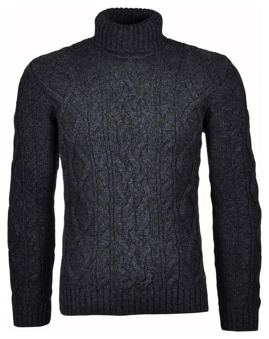 Ragman Col Cable Design Pullover Trui Navy-Antraciet