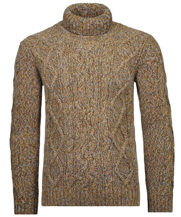Ragman Col Cable Design Pullover Trui Oker