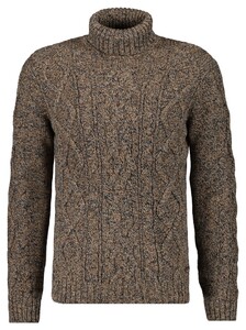 Ragman Col Cable Design Pullover Trui Taupe-Grijs