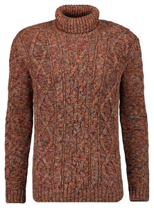 Ragman Col Cable Design Pullover Trui Terra Melange