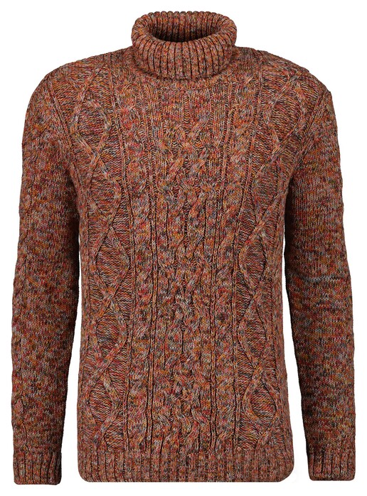 Ragman Col Cable Design Pullover Trui Terra Melange