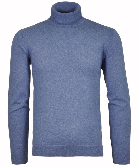 Ragman Col Cotton Cashmere Uni Trui Duivenblauw