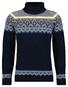 Ragman Cotton Jacquard Knit Stand Up High Turtle Neck Trui Marine