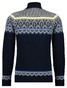 Ragman Cotton Jacquard Knit Stand Up High Turtle Neck Trui Marine