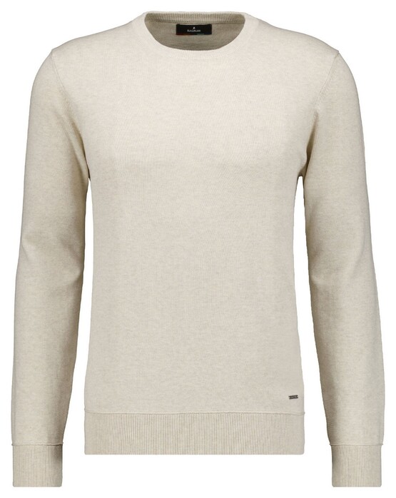 Ragman Cotton Knit Round Neck Mélange Trui Ecru