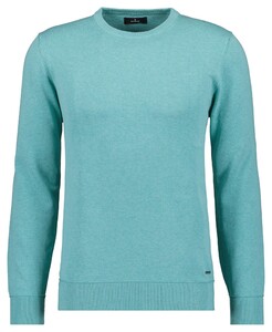 Ragman Cotton Knit Round Neck Mélange Trui Licht Groen