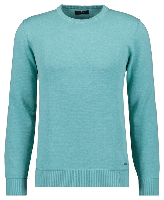 Ragman Cotton Knit Round Neck Mélange Trui Licht Groen