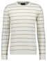 Ragman Cotton Linnen Knit Round Neck Stripe Trui Ecru