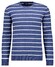 Ragman Cotton Linnen Knit Round Neck Stripe Trui Night Blue