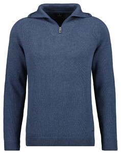 Ragman Cotton Troyer Zip Raglan Sleeve Trui Blauw Melange