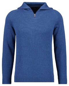 Ragman Cotton Troyer Zip Raglan Sleeve Trui Blue Sapphire