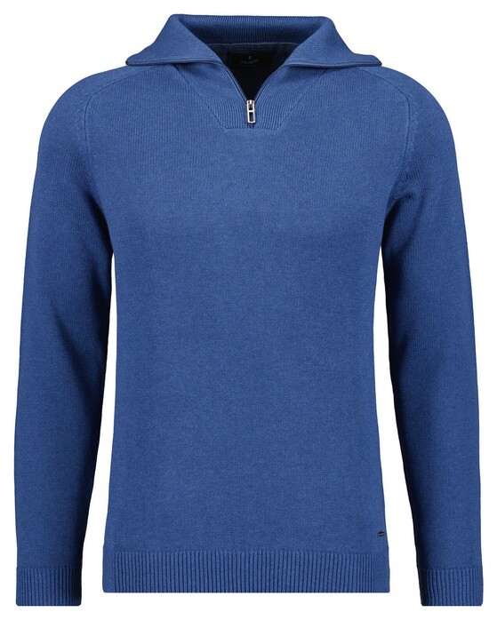 Ragman Cotton Troyer Zip Raglan Sleeve Trui Blue Sapphire