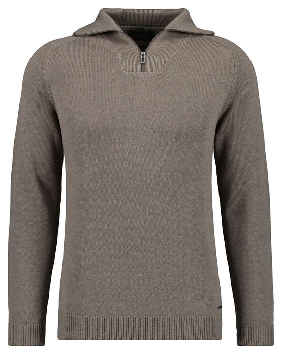Ragman Cotton Troyer Zip Raglan Sleeve Trui Camel