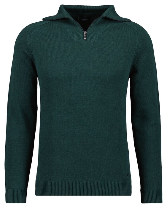 Ragman Cotton Troyer Zip Raglan Sleeve Trui Donker Groen